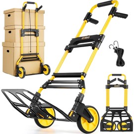 Gioventù Folding Hand Truck and Dolly with Telescoping Handle & Silent TPR Wheel 270LB