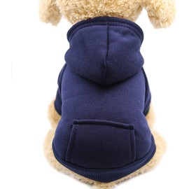 Idepet Pet Dog Hoodies Dog Clothes for Small Dogs Vest Chihuahua Clothes Warm Coat Jacket Autumn Puppy Outfits Cats Dogs Clothing(S, NavyBlue)