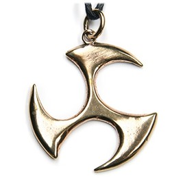 Celtic Triskel Bronze Pendant Necklace Jewellery, incl black cotton sting, Pendant total length: 4cm