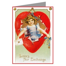 Bursting through your Heart with this Vintage Valentines Day Note Card