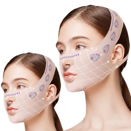 Chin Mask Pack of 2 V Line Lifting Mask for Saggy Face Skin Double Chin Mask Reusable V-Line Mask Double Chin Remover Pink Chin Strap Suitable for Women and Men