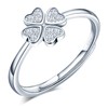 MicLee Women's 925 Sterling Silver Four Leaf Clover Heart Ring