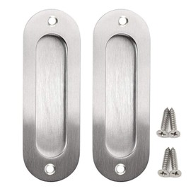 Generic 2 Pack Oval Flush Door Pull Handles, Stainless Steel Recessed Finger Pulls Hidden Handle for Sliding Doors Cabinets Drawers - 12cm x 4cm / 4.72” x 1.57”