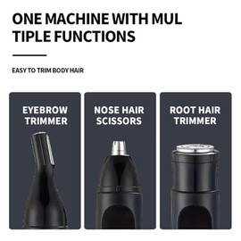 3 in 1 Hair Trimmer Set, Cordless Nose Hair Eyebrow Clipper Kit with Interchangeable Heads, and Rechargeable for Men Grooming, Wet Dry Electric Shaver