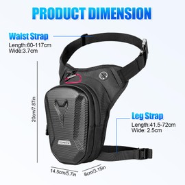 YYTECH Motorcycle Leg Bag, Leg Bag for Men and Women, Waterproof Hard Shell Leg Bag, Motorcycle Waist Bag, Motorcycle Thigh Bag with Adjustable for Running, Cycling, Motorcycle, Black, Unisex