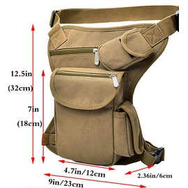 Riñonera táctica de lona para senderismo, cintura para correr, cinturón de cadera, para motocicleta, ciclismo, bolsa de hombro, color caqui