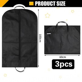 6 Pack Suit Bag Black Suit Dust Bag Suit Cover With Handles And Gusset Suit Carriers For Men Full Zipper Garment Bag For Suits And Coats(60 * 100cm)