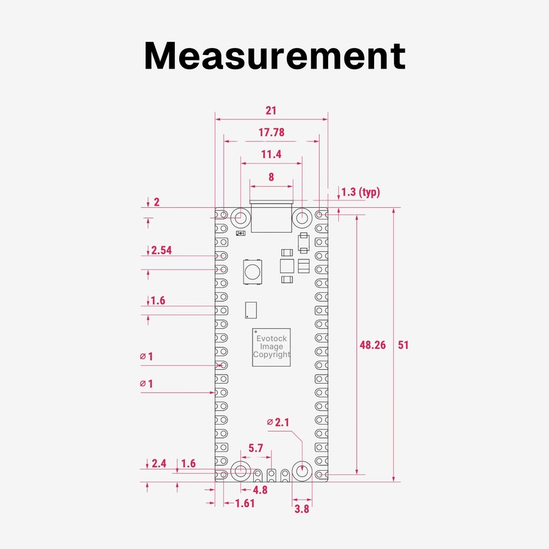 Pi Pico 2 RP2350 Microcontroller Board - Dual-Core ARM &