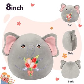 Easfan Elephant Plush Pillow Soft Grey Plush Toy Stuffed Animal Home Room Decoration Mother's Day Birthday Gifts for Women,Mom