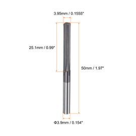 sourcing map Carbide Chucking Reamer 0.1555"(3.95mm) Dia Straight Flute Straight Shank Machine Reamer Tool for Metal and Lathes CNC Machining Centers, Black