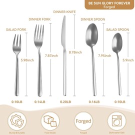 Oval 20-Piece Silverware Set, Forged Stainless Steel Flatware Set with European Design, Modern Cutlery Set, Service for 4, Dishwasher Safe