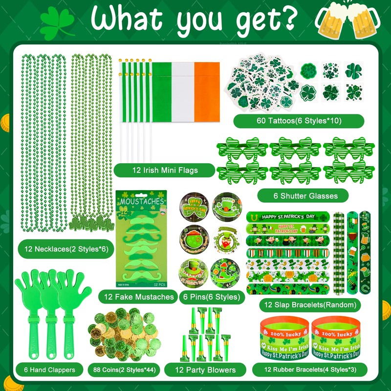 Thuodo 238 PCS St. Patrick’s Day Party Favors Bulk Green