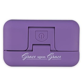 Christian Art Gifts Adjustable LED Book Light w/Magentic Clip & Inspirational Scripture: Grace Upon Grace - John 1:16 for Reading, Crafts, Sewing, Travel, Adjustable Bright, Dim, Pulse/Strobe, Purple
