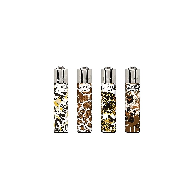 4 X CLIPPER LIGHTERS (SAFARI PATTERN)