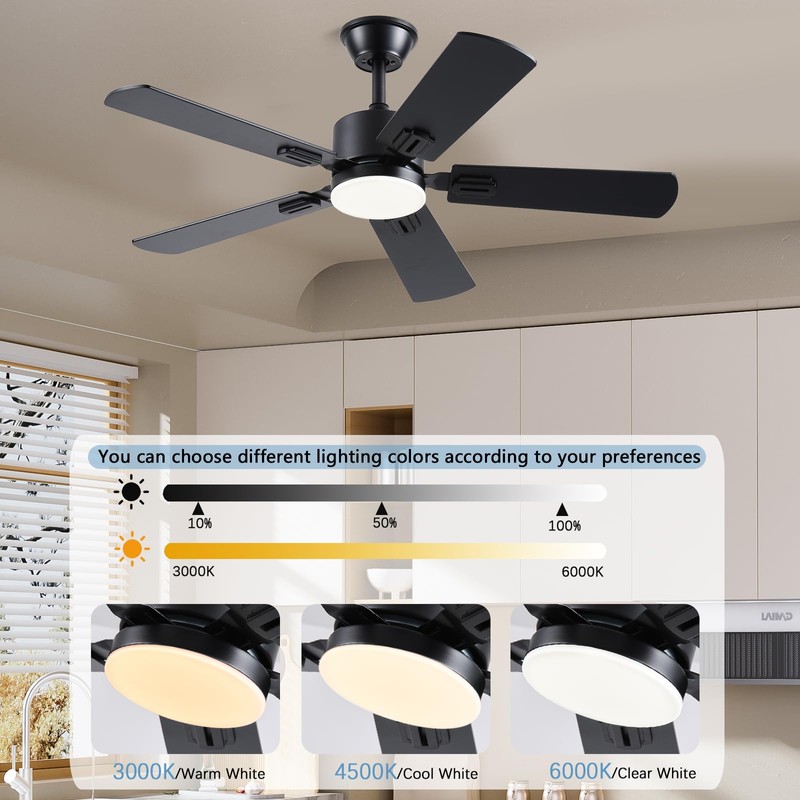 FUMLTP 42 inch Modern Ceiling Fans with Lights APP/Remote Control,