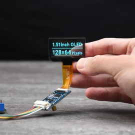 Waveshare 1.51inch Transparent OLED 128×64 Resolution Compatible with Raspberry Pi 4B/3B+/3A+ Embedded Independent Driver Chip SPI/I2C Interfaces Light Blue Color Display