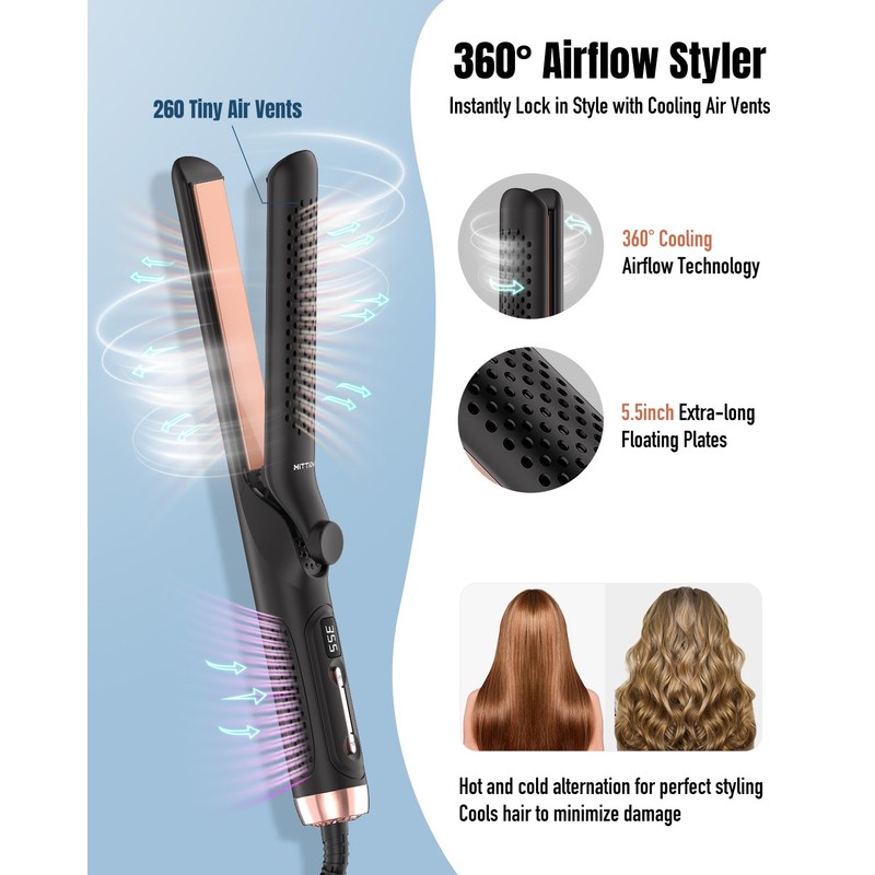 360° Airflow Styler Curling Iron - 1.25 Inch Hair Straightener