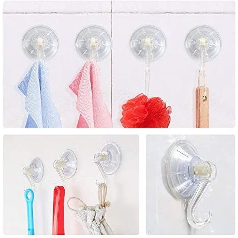 1st Choice Clear Plastic Suction Cup Hooks, 12 Pack Ultra