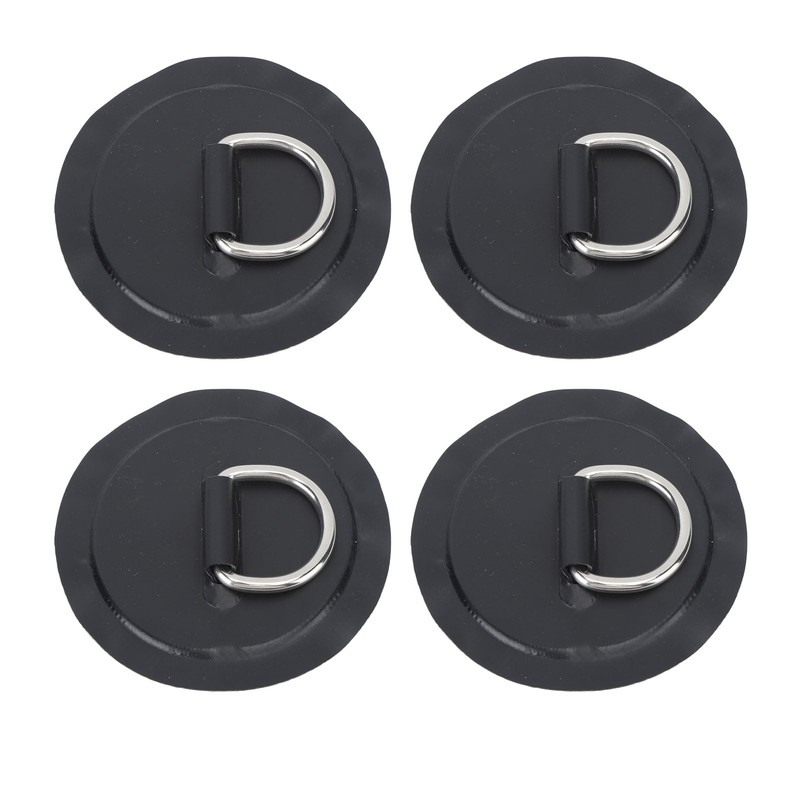 4PCS D Ring Patch PVC Round Shape Strong Stainless Steel