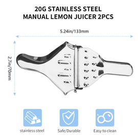 2-Pack Stainless Steel Lemon Lime Squeezer Citrus Juicer Manual Lemon Muddler Machine Hand Operated for Home (2)