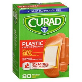 Curad Plastic Bandages Assorted Sizes, 80 ea (Packs of 8)