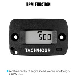 Taikemeti RPM Tachometer, Hour Meter, Waterproof Index IP67, Suitable for Lawn Mower, Tractor, Generator, Compressor