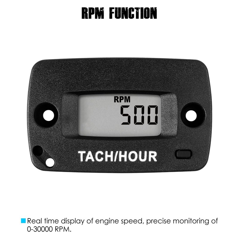 Taikemeti RPM Tachometer, Hour Meter, Waterproof Index IP67, Suitable for