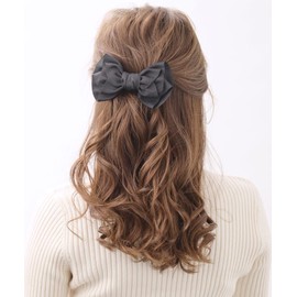 VINGTAINE H-556A-BK Grosgrain Ribbon Barrette, Hair Accessories, Head Access, Black