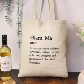 eBuyGB Glam-Ma Tote Bag, Grandma Bag, New Grandma Gift, Glamorous Grandma Dictionary Definition, Granny Nana Birthday Present