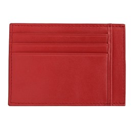 Banuce Top Grain Leather Slim Card Holder for Women Men Unisex Credit Card Case Sleeve Wallet Red