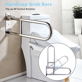 29.5 INCH Toilet Grab Bar Stainless Steel Handicap Rails Grab Bars Bathroom Support for Elderly Bariatric Disabled Commode Safety Hand Railing Guard Frame Shower Assist Aid Handrails Hand Grips
