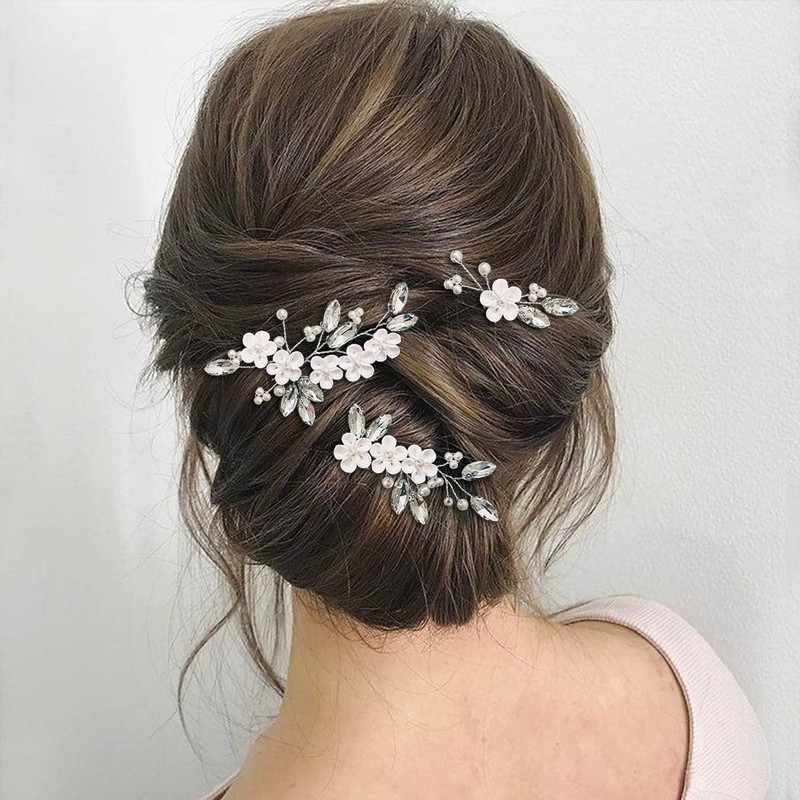 Easedaily Horquillas para el pelo de novia de flores de