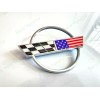AUTO 2PC Chrome Front & Rear Gas Lid Blue Cross