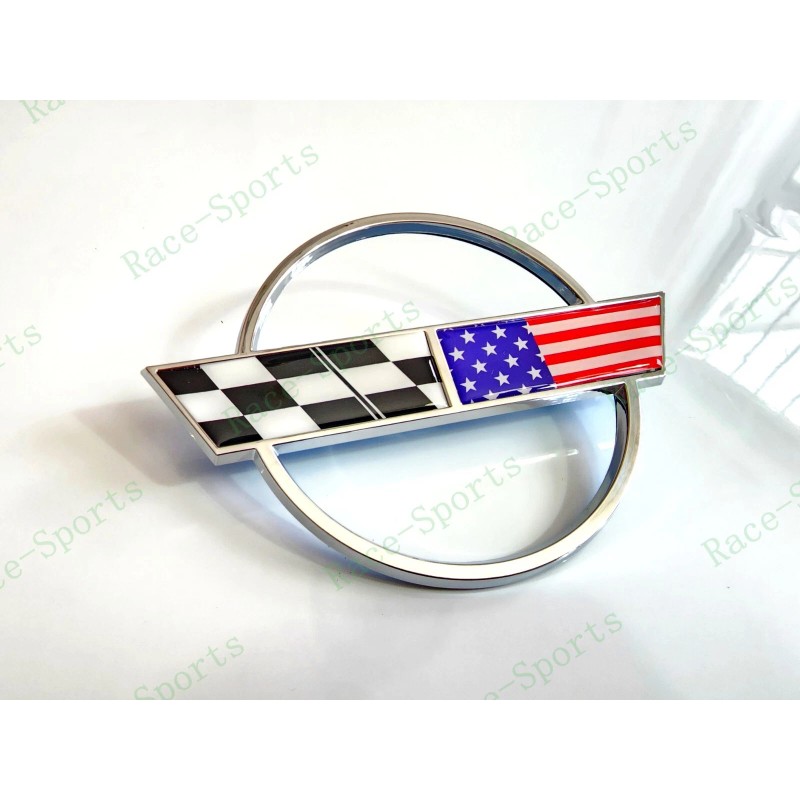 AUTO 2PC Chrome Front & Rear Gas Lid Blue Cross