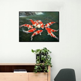 Handicrafts Diamond Embroidery Koi Fish 5D DIY Diamond Painting Nine Koi Fish Home Wall Decoration 30x40cm