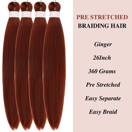 Ginger Boho Braids Boho Hair for Braiding Synthetic 350 Braiding Hair Pre stretched Knotless Hypoallergenic Braids for Women
