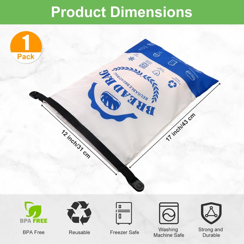 SumDirect Bread Bags for Homemade Breads- 1 Pack Blue Reusable