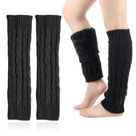 KGDUYC Leg Warmers for Women Cuff Women's Long Winter Leg Warmers Leg Warmers Women's Knitted Crochet Wrist Leg Warmers for Girls Boots Alpaca Socks Winter Warmth (Black Plus Velvet), multicoloured