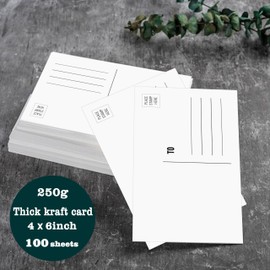 MEIOPUOYEAM MEIOPUOYEAM Blank Postcards for Mailing, 100 White 4x6, Mailable Postcards Set Make Your Own Printable Postcards 300gsm/14pt Postcard Paper Cardstock, for Art, DIY