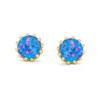 Iridescent Crown Setting Created Blue Black Opal Solitaire Crown Stud