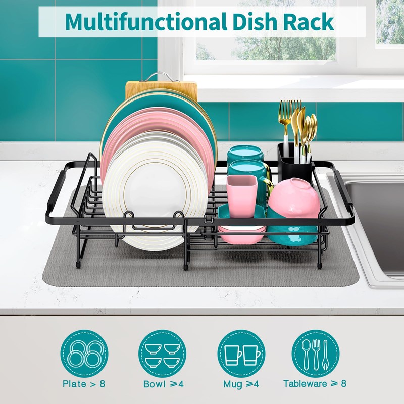 Urackify Expandable in Sink Dish Drying Rack - Adjustable Dish