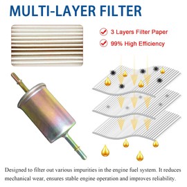 TOJIO Fuel Filter Fit for Ford Lincoln Mercury, 1999–2008 F150 F250 F350, 1999–2005 Explorer, 1999–2006 Expedition, 2000–2008 Focus, 1998–2004 Mustang, Replaces# PF2000, FG1114, F89Z9155A