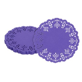 sourcing map 100pcs Paper Doilies, 3.5 Inch Lace Paper Doilies, Disposable Paper Placemats for Cakes Table Plate Crafts Party Weddings Tableware Purple