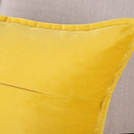 Madizz Pack of 2 Super Soft Velvet Decorative Cushion Covers with Fringe Luxury Style Cushion Case Pillow Shell for Sofa Bedroom Square Lemon Yellow 22x22 inch, 55x55 cm
