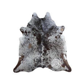 Sunshine Cowhides 100% Genuine Salt and Pepper Longhorn Tricolor Cowhide Rug - Modern Style Animal Skin Rug & Floor Carpet for Living Room, Bedroom, Kitchen & More - Large (6x6-7ft)