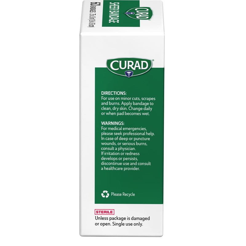 CURAD Sheer Adhesive Bandages, 3/4 x 3 Inch, For First