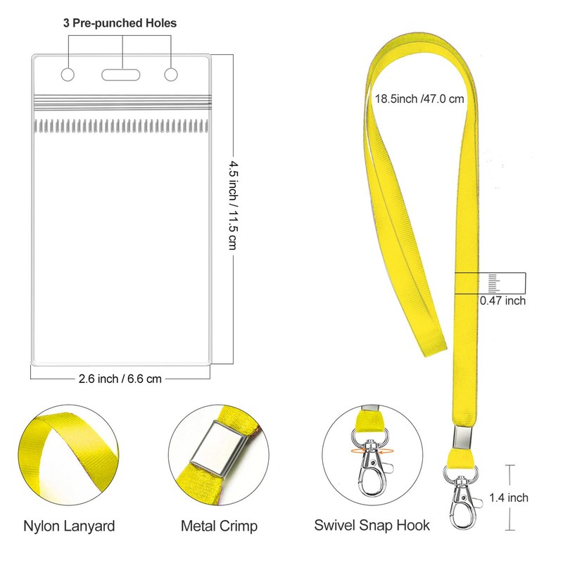 WILLIZTER Clear ID Badge Holder with Lanyard Water Proof Vertical