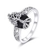 YFN Tree of Life Ring Sterling Silver Black Tourmaline Ring