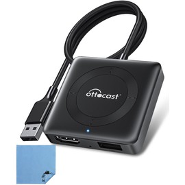 Ottocast Car TV Mate HDMI Multimedia Adapter for Connecting HDMI Output TV Sticks, Screencasts, DVDs, etc. for Wired Apple CarPlay Vehicles with Cleaning Cloth