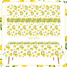 4 Pcs Lemon Tablecloths Yellow Table Covers 51 x 86 Inch Disposable Rectangular Lemonade Table Cloth for Lemon Theme Birthday Party Wedding Shower Supplies Lemonade Table Decorations